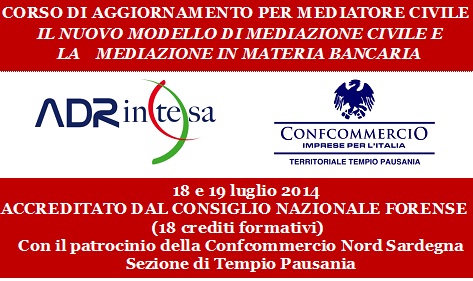 corso di aggiornamento per mediatori civili accreditato dal Consiglio Nazionale Forense con 18 crediti formativi